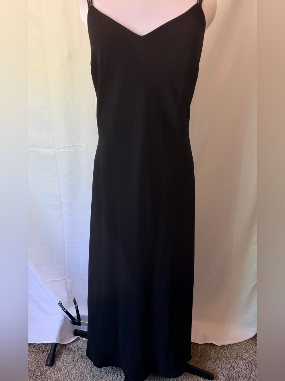 Jones Wear Black Slip Dress with Triple-Strap Detail
